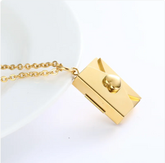Hidden Message Heart Envelope Pendant Necklace